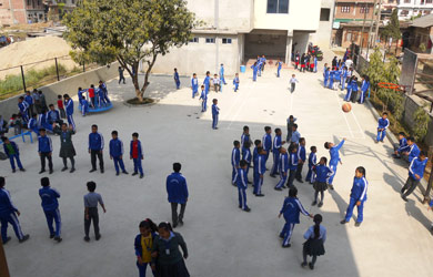 Courtyard view of National Bethel Academy in Nepal